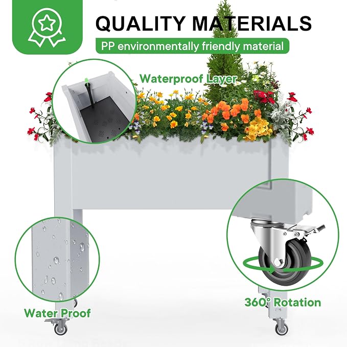 Raised Garden Bed with Legs, 28.9" Tall Self-Watering Raised Planter Box with - Image 3