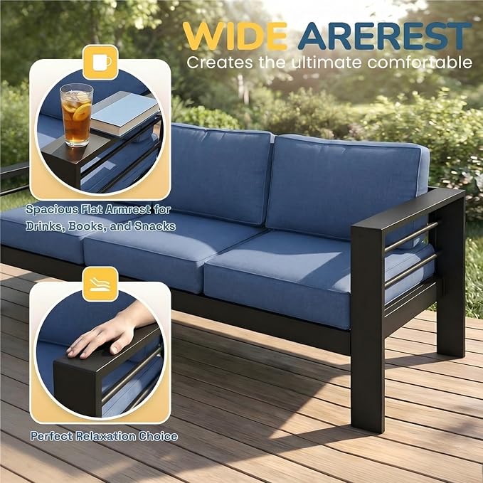 Wisteria Lane Aluminum Outdoor Patio Furniture Set, Modern Patio Conversation - Image 3