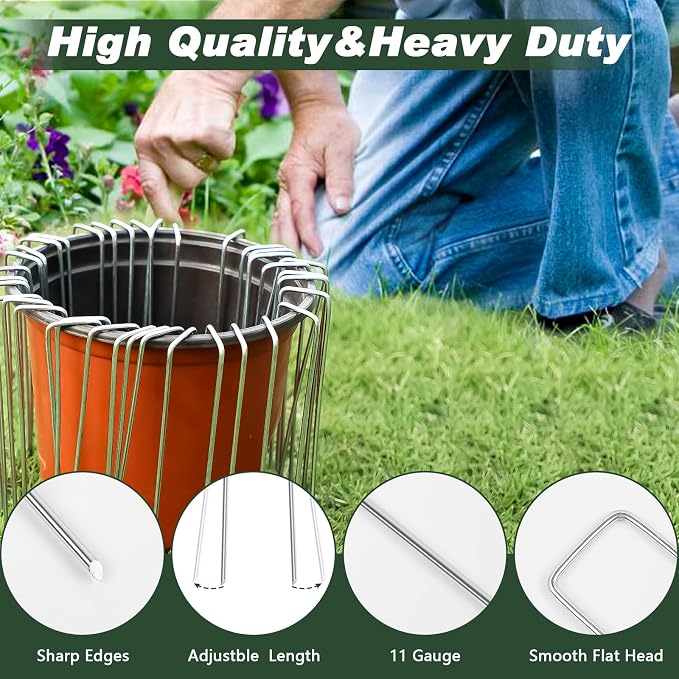 FEED GARDEN 6 Inch 50 Pack Hot-dip Galvanized Landscape Staples Plant Cover - Image 5