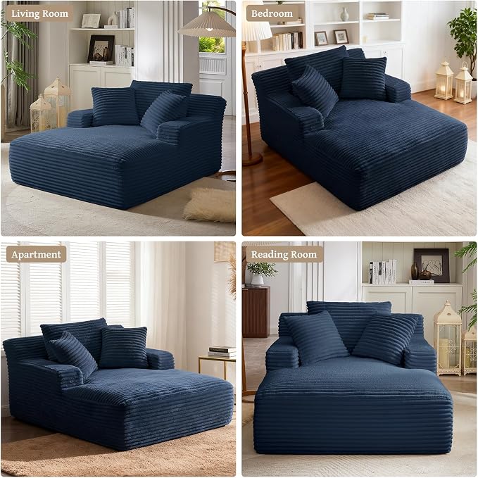 66" Chaise Lounge Chair Indoor, Oversized Boneless Couch Comfy Upholstered - Image 7