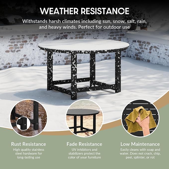 WestinTrends Malibu Low Outdoor HDPE Round Patio Coffee Table - Image 4