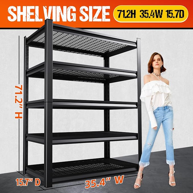 71.2" H Garage Shelving Heavy Duty Storage Shelves, Adjustable Metal Shelving - Image 3