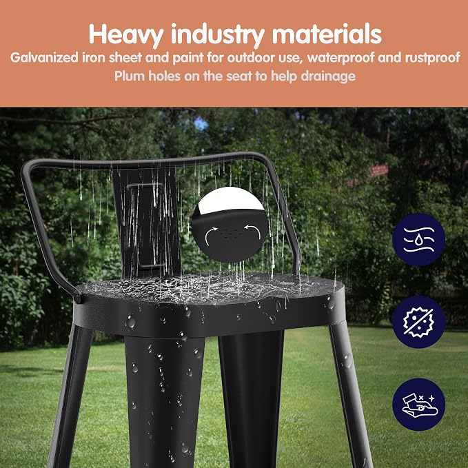 Aklaus Metal Bar Stools Set of 4 Counter Height Bar Stools - Image 3