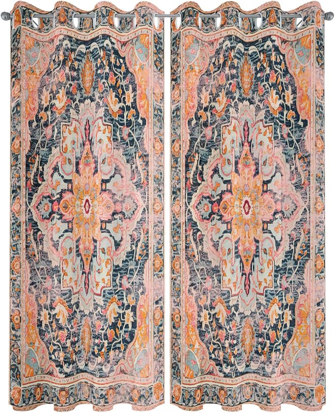 Rustic Boho Outdoor Curtains for Patio Waterproof, Grommet Privacy Curtain - Image 2