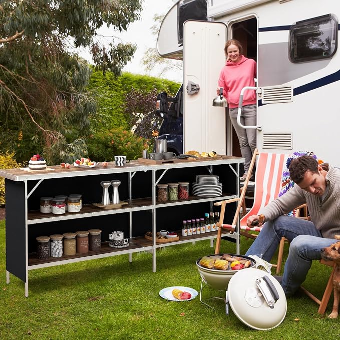 COSTWAY 81" Folding Picnic Table, Portable Bar Table - Image 7