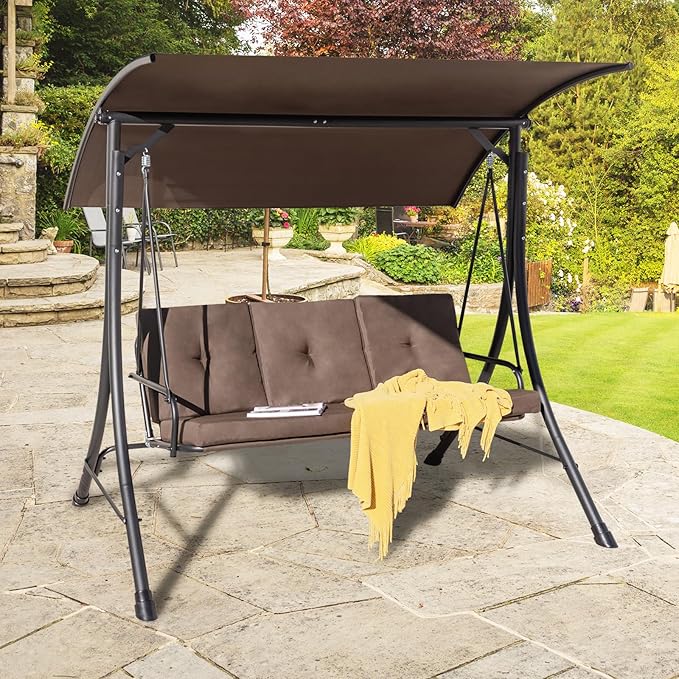 Tangkula 3 Person Porch Swing, Outdoor Swing - Image 2