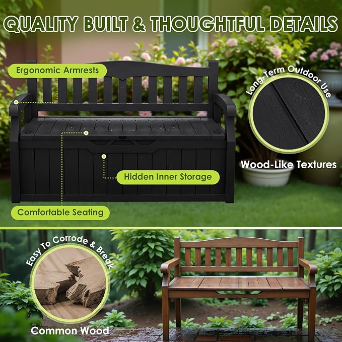Greesum 80 Gallon Heavy-Duty Outdoor Storage Bench - Image 6