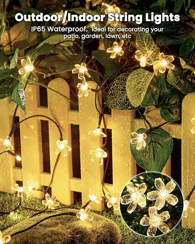 Brightown 60 LED Solar String Lights Flower Outdoor Waterproof Fairy Lights - Image 4