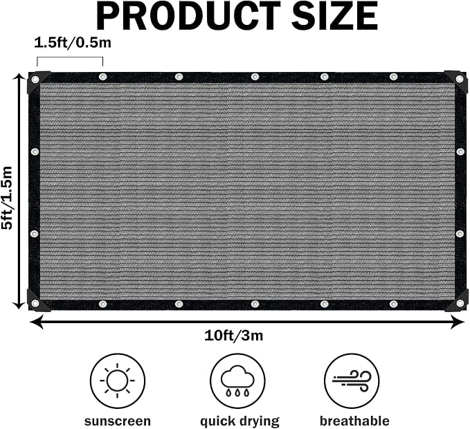 Sun Shade Cloth with Grommets, 90% UV Protection Shade Fabric, Pergola Shade - Image 2