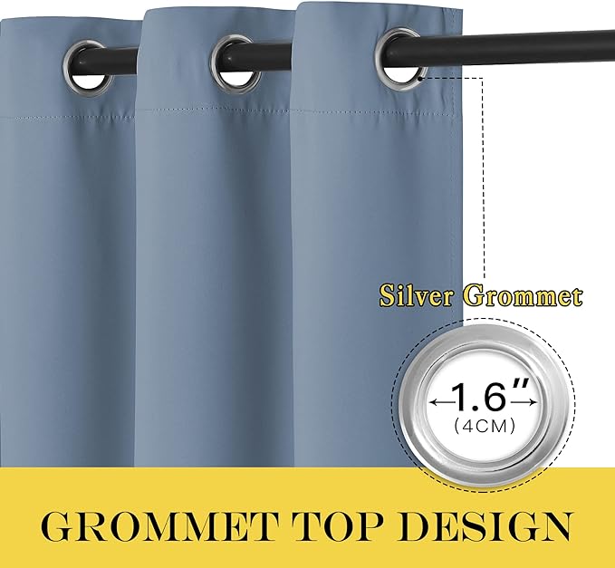 NICETOWN Stone Blue Blackout Bedroom Curtain 78 inch Length - Image 2