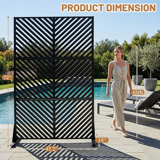 VINGLI Privacy Fence Panels, 72H’’ x 47W’’ Metal Privacy Screen Freestanding - Image 6