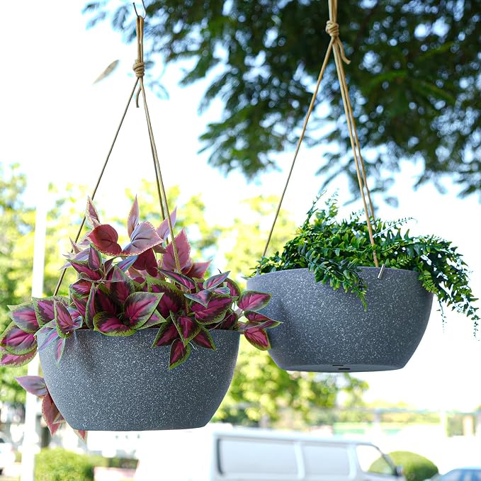 12 Inch 2 Pack Large Hanging Planters - Image 3