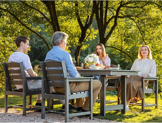 SERWALL Modern Patio Dining Set, 5-Piece Rectangular HDPE Dining Table - Image 8