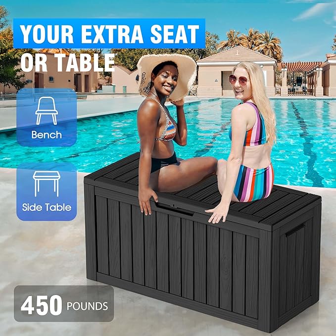 80 Gallon Outdoor Deck Box, Lockable Waterproof Outdoor Storage Boxes - Image 5