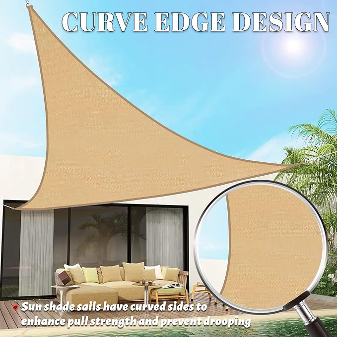 SUNLAX Custom Size 13'x23'x26.4' Sand Sun Shade Sail Right Triangle UV Block - Image 3