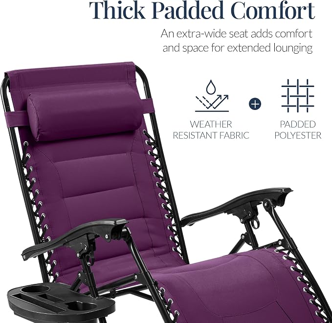 Best Choice Products Oversized Padded Zero Gravity Chair, Folding Outdoor Patio - Image 4