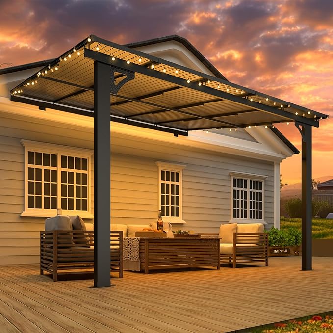 AECOJOY 10' x 10' Adjustable Height Outdoor Gazebo Pergola - Image 4