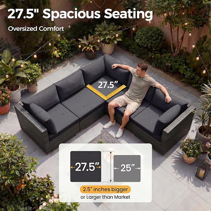 NICESOUL 11 Piece Modern Outdoor Furniture Sofa Set, Extra Large Size Wicker - Image 5