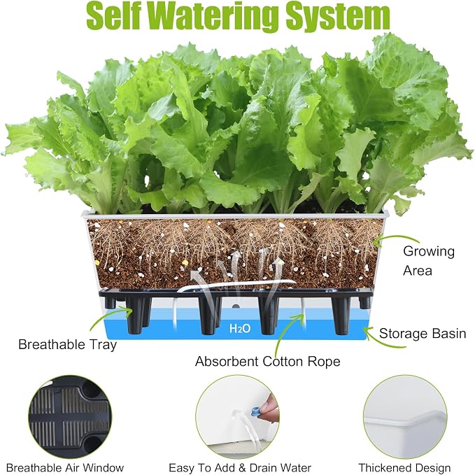 Window Box Planter 6 Pcs, 16.5 Inches Self Watering Rectangle Flower Plant Pots - Image 3