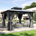 Aoxun 12'x12' Hardtop Gazebo, Aluminum Frame Permanent Pavilion by Aoxun
