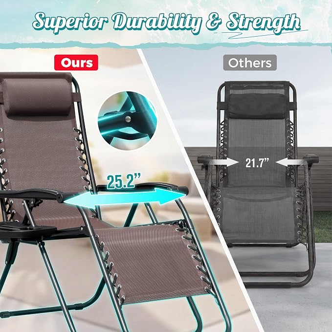 Homall Zero Gravity Patio Folding Lawn Chairs Outdoor Gravity Camp Reclining - Image 4