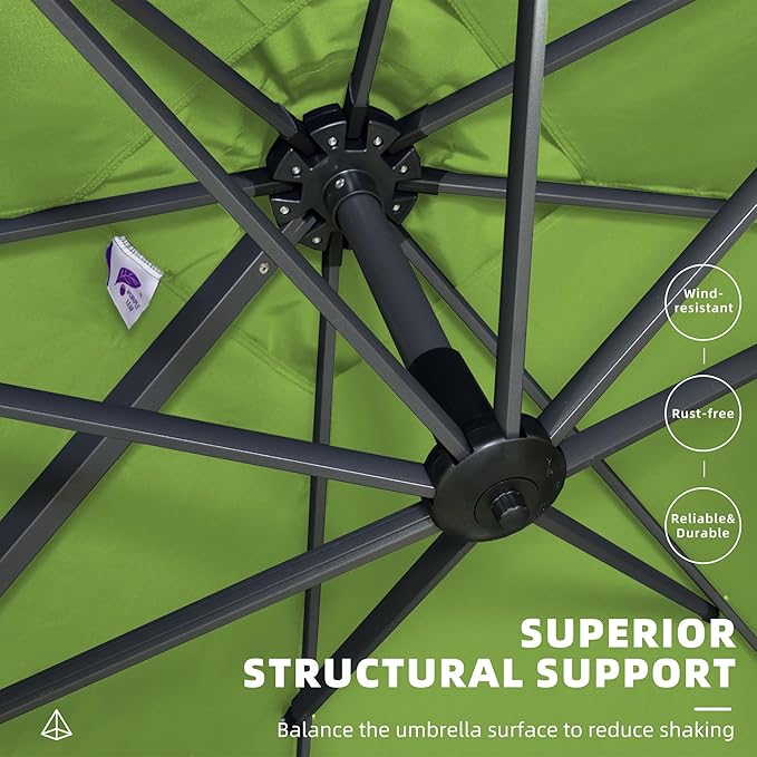 PURPLE LEAF 9' X 11.5' Square Cantilever Umbrella Patio Umbrella - Image 7