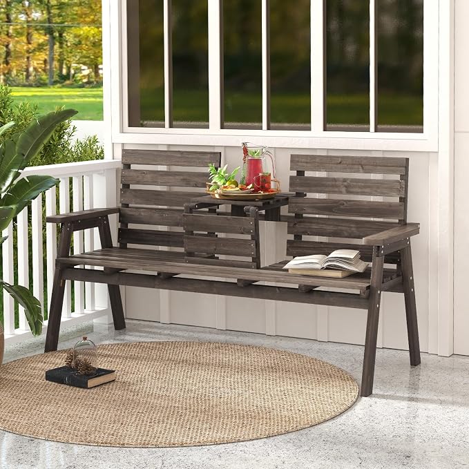 Tangkula Outdoor Fir Wood Bench - Image 8