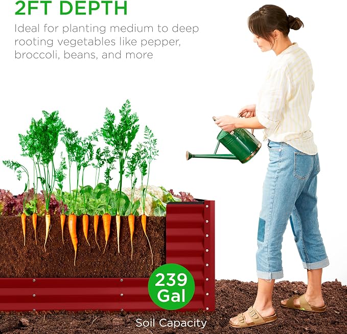 Best Choice Products 8x2x2ft Raised Outdoor Metal Garden Bed, Deep Root Box - Image 4