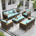 Sophia & William Patio Furniture Sets, 9 Piece Sectional Outdoor Rattan Wicker by SophiaWilliam