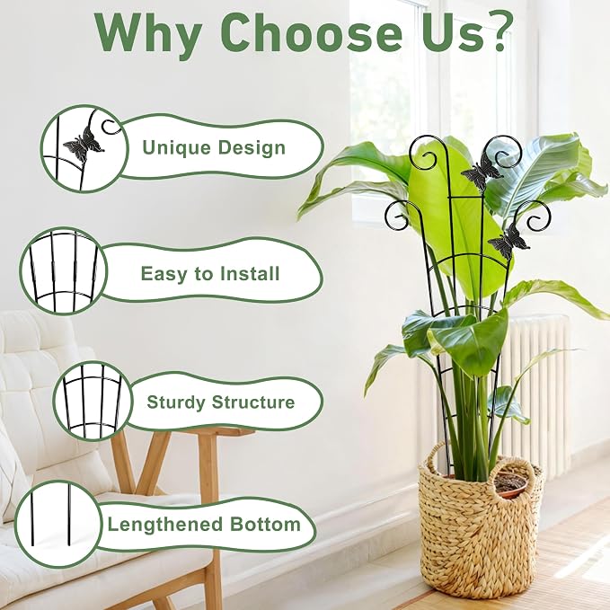 30'' Larger Plant Trellis with Ties Indoor, Expandable Metal Trellis - Image 5