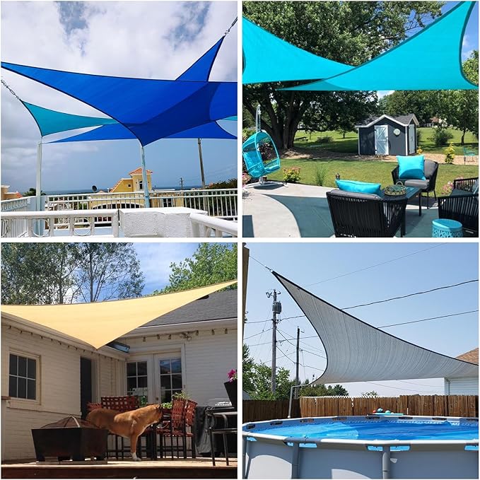 Patio Paradise 16' x16'x 16' Blue Sun Shade Sail Triangle Canopy - Image 2
