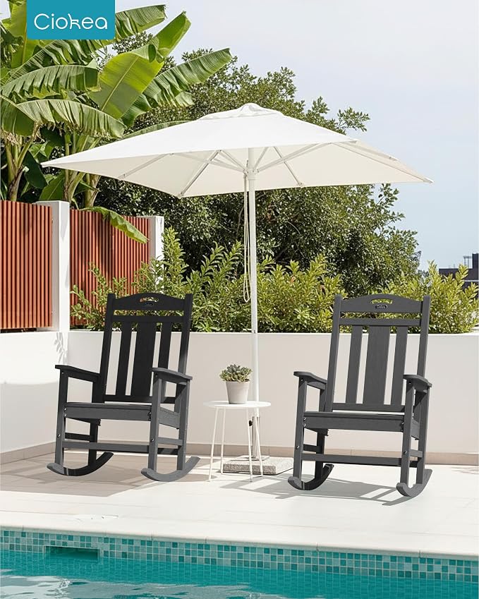 Ciokea Oversized Outdoor Rocking Chairs Set of 3, 380lbs Heavy-Duty Large Patio - Image 2