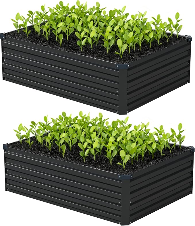 4x3x1ft Galvanized Raised Garden Bed, Outdoor Planter Box Metal Patio Kit by Foxlang