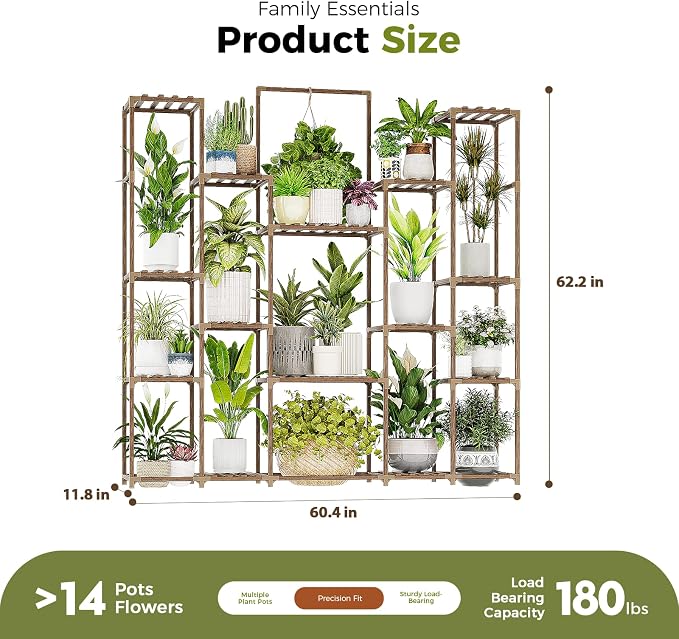 Bamworld Plant Shelf Indoor Hanging Plant Stand Outdoor Large Plant Shelves - Image 7