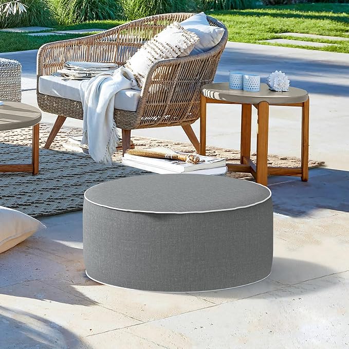 LVTXIII Outdoor/Indoor Inflatable Ottoman, Portable Round Pouf Ottoman - Image 9