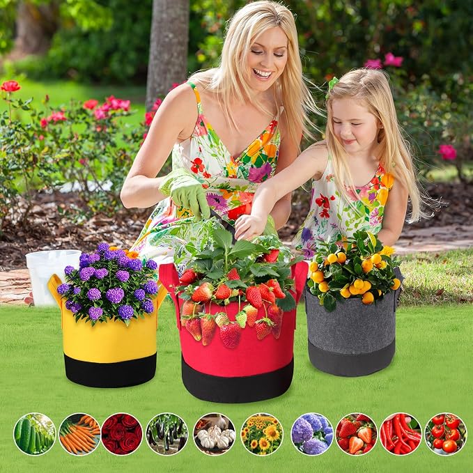 Grow Bags 7 Gallon, 6 Pack Fabric Plant Pots - Image 5