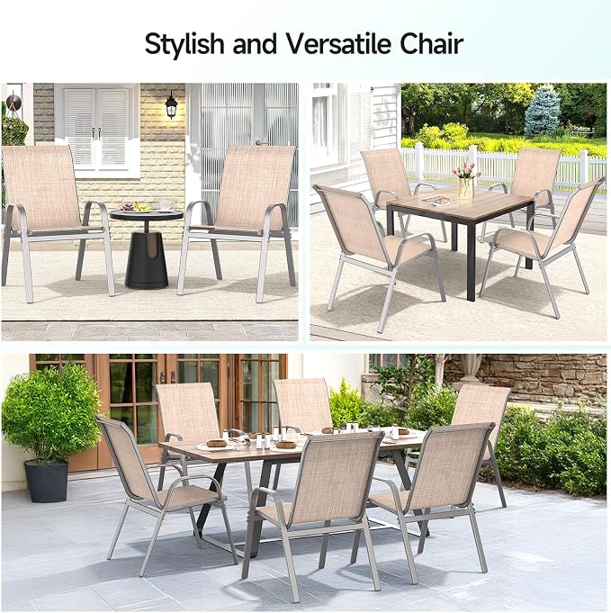 Patio Chairs Sset of 4, Easily Set Up Stackable Outdoor Dining Chairs - Image 8