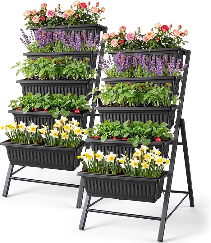 Homdox 2 Pack Vertical Garden Bed, 5 Tiers Vertical Raised Garden Planter by HOMDOX