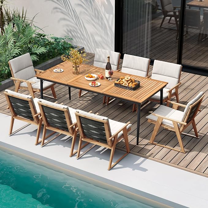 Tangkula 79" Acacia Wood Outdoor Dining Table - Image 3