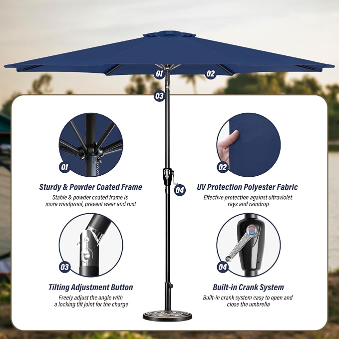 Simple Deluxe 9' Patio Umbrella Outdoor Table Market Yard Umbrella - Image 2