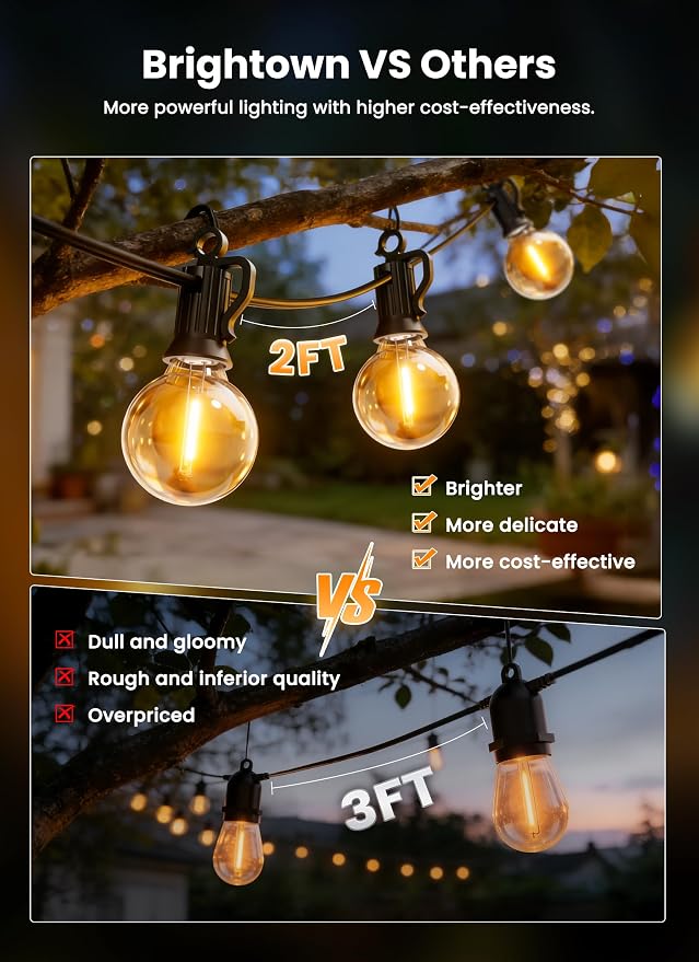 Brightown 38FT Solar String Lights Outdoor - Image 2