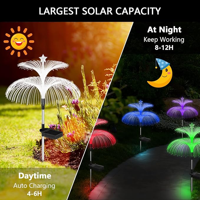 Solar Garden Lights 6 Pack New Upgraded Solar Lights Outdoor Waterproof 7 Color - Image 4