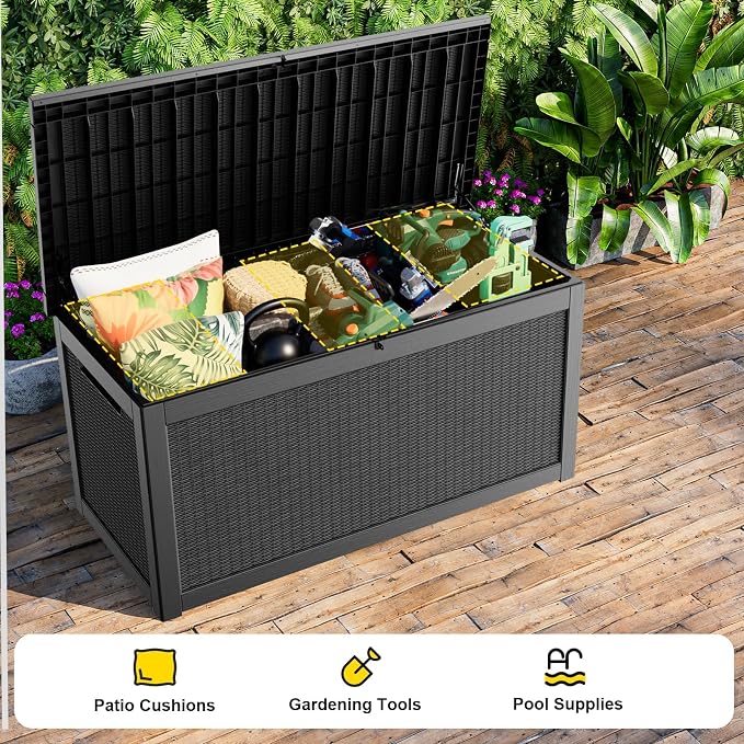 320 Gallon Outdoor Storage Box, Large Waterproof UV Resistant Deck Box - Image 5