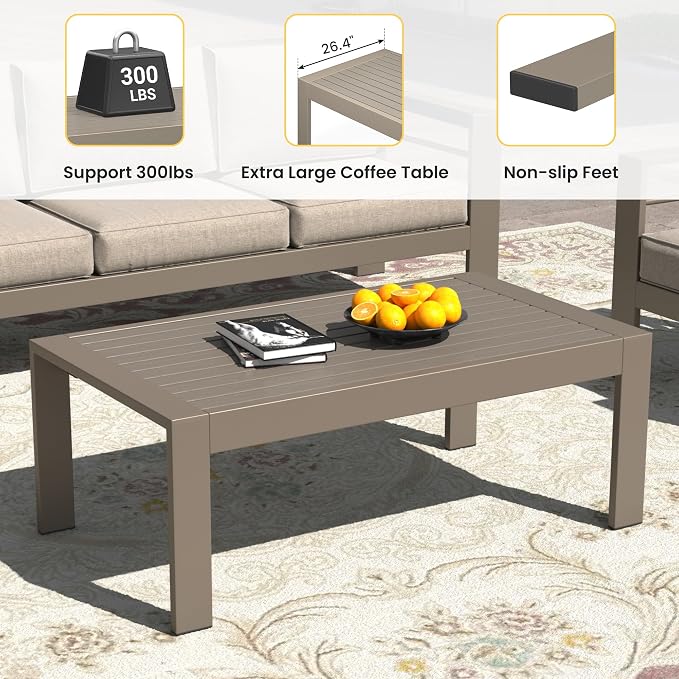 Wisteria Lane Outdoor Furniture Patio Coffee Table, Ourdoor Rectangle Coffee - Image 4