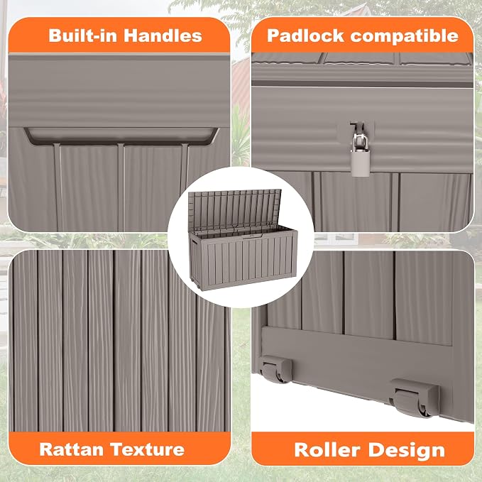75 Gallon Resin Deck Box, Lockable Patio Outdoor Storage Box - Image 4