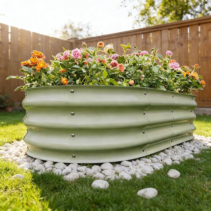 Gardmax Galvanized Raised Garden Bed, Lightweight Planter Boxes Outdoor - Image 9