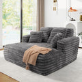 56" Oversized Chaise Lounge Chair Indoor, Plush Faux Fur Sleeper Sofa Couch Bed by JEEOHEY