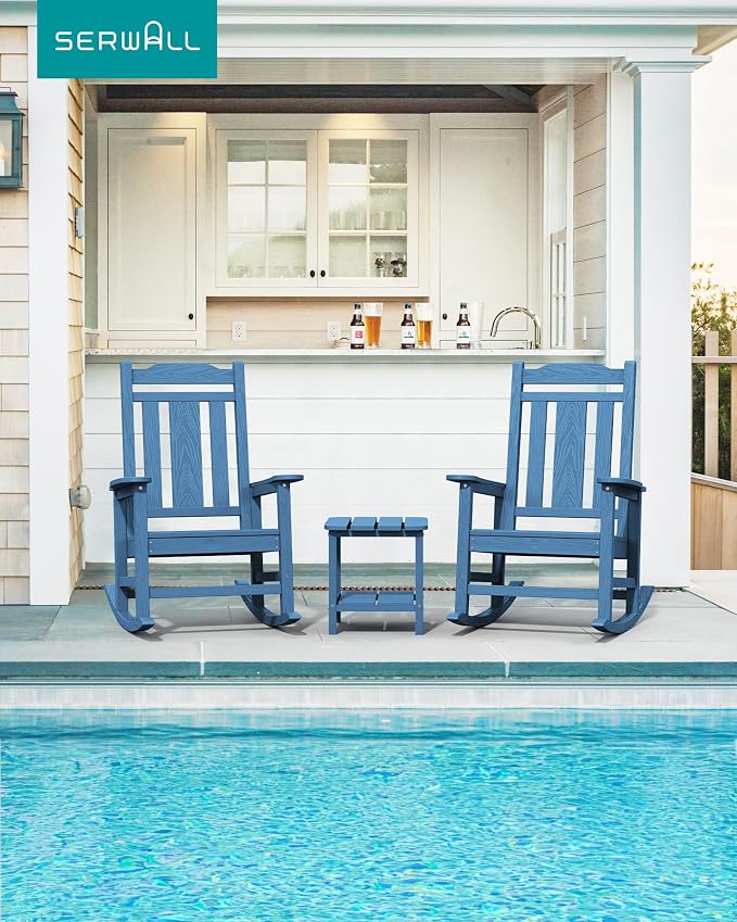 SERWALL Oversized Rocking Chair Outdoor, HDPE Outdoor Rocking Chair - Image 2