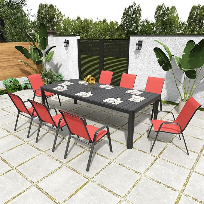 Patio Chairs Set of 4, Stackable Outdoor Dining Chairs - Image 7