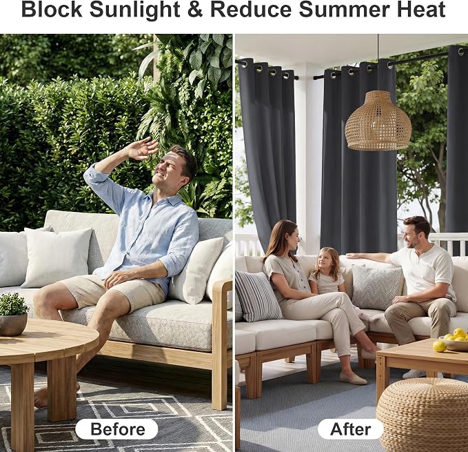 RYB HOME Patio Curtains Outdoor - Image 2